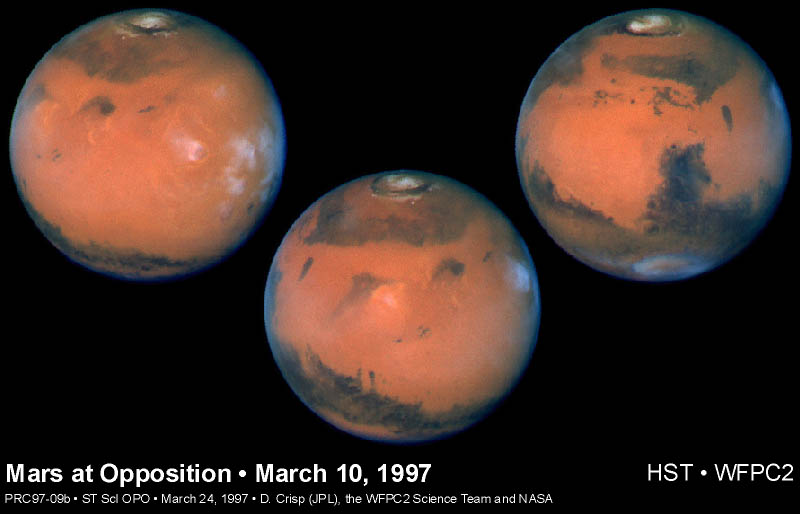 Three Mars Globes 97 Opposition